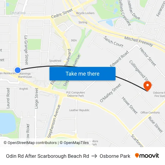 Odin Rd After Scarborough Beach Rd to Osborne Park map