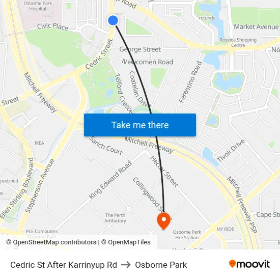 Cedric St After Karrinyup Rd to Osborne Park map