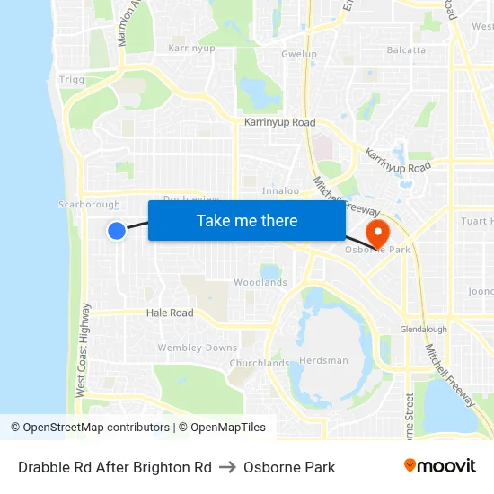 Drabble Rd After Brighton Rd to Osborne Park map
