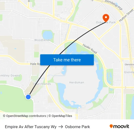Empire Av After Tuscany Wy to Osborne Park map