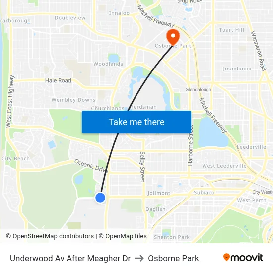 Underwood Av After Meagher Dr to Osborne Park map