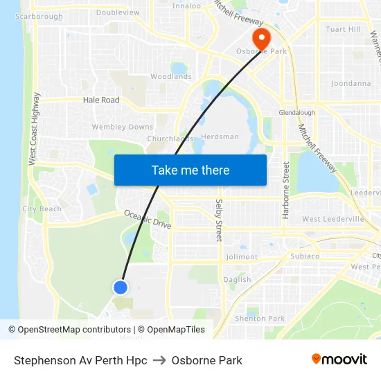 Stephenson Av Perth Hpc to Osborne Park map