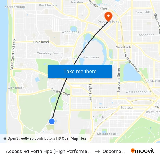 Access Rd Perth Hpc (High Performance Ctr) to Osborne Park map