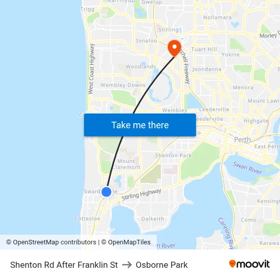 Shenton Rd After Franklin St to Osborne Park map