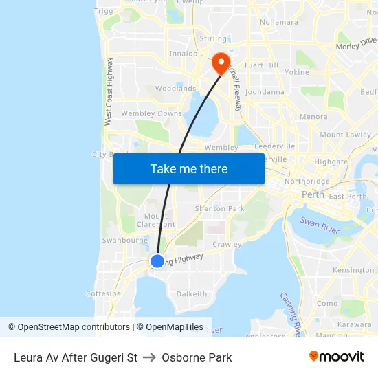 Leura Av After Gugeri St to Osborne Park map