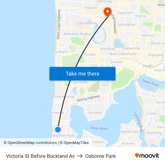 Victoria St Before Buckland Av to Osborne Park map