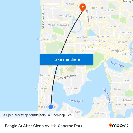 Beagle St After Glenn Av to Osborne Park map