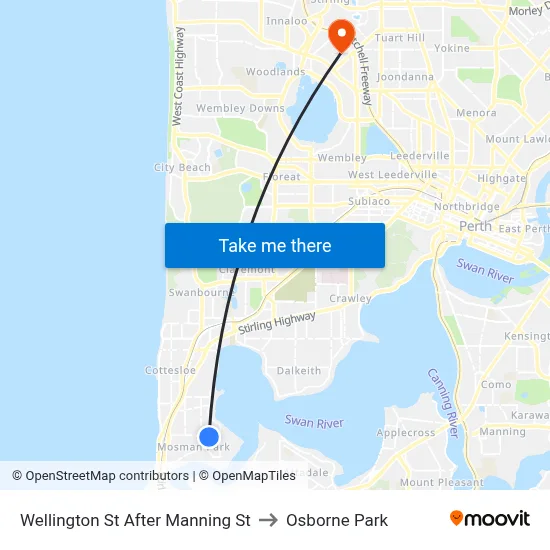 Wellington St After Manning St to Osborne Park map
