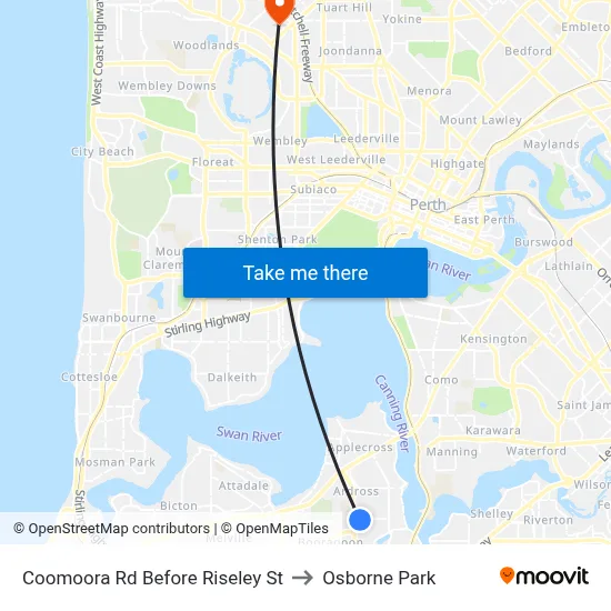 Coomoora Rd Before Riseley St to Osborne Park map