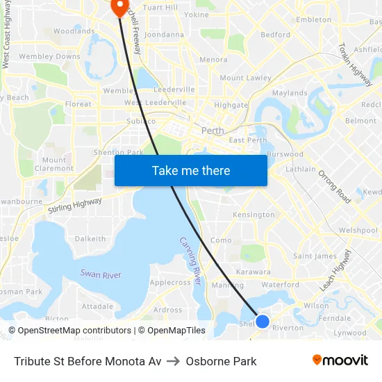 Tribute St Before Monota Av to Osborne Park map