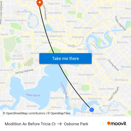 Modillion Av Before Tricia Ct to Osborne Park map