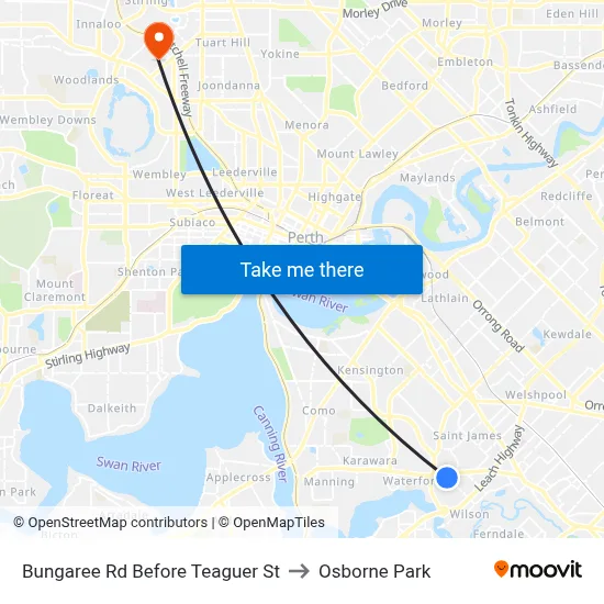 Bungaree Rd Before Teaguer St to Osborne Park map