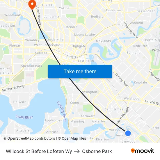 Willcock St Before Lofoten Wy to Osborne Park map