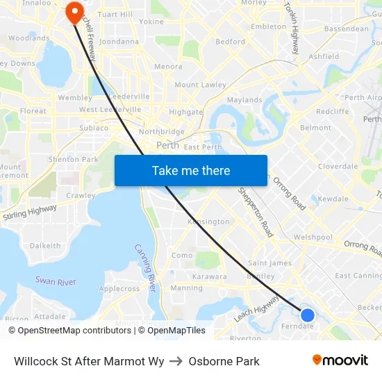 Willcock St After Marmot Wy to Osborne Park map