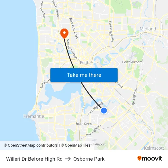 Willeri Dr Before High Rd to Osborne Park map