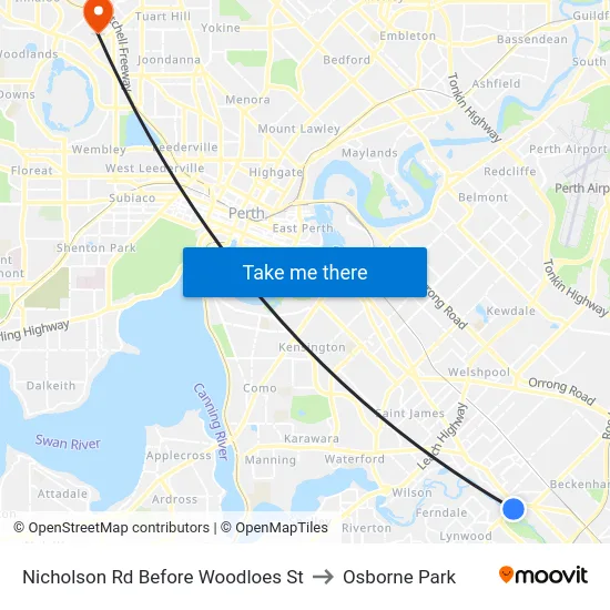 Nicholson Rd Before Woodloes St to Osborne Park map