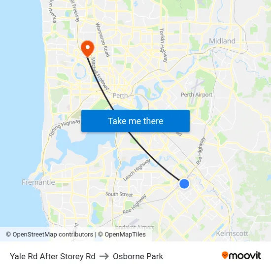 Yale Rd After Storey Rd to Osborne Park map