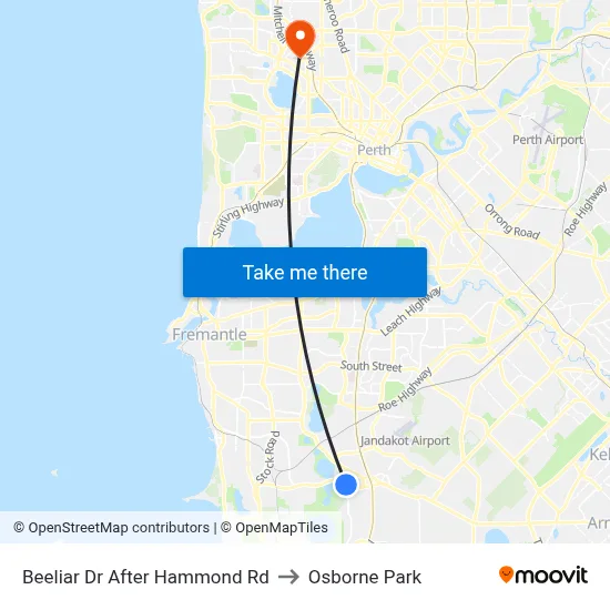 Beeliar Dr After Hammond Rd to Osborne Park map