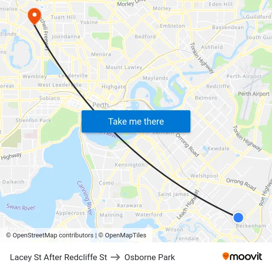 Lacey St After Redcliffe St to Osborne Park map