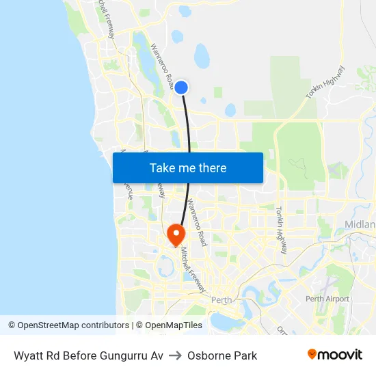 Wyatt Rd Before Gungurru Av to Osborne Park map
