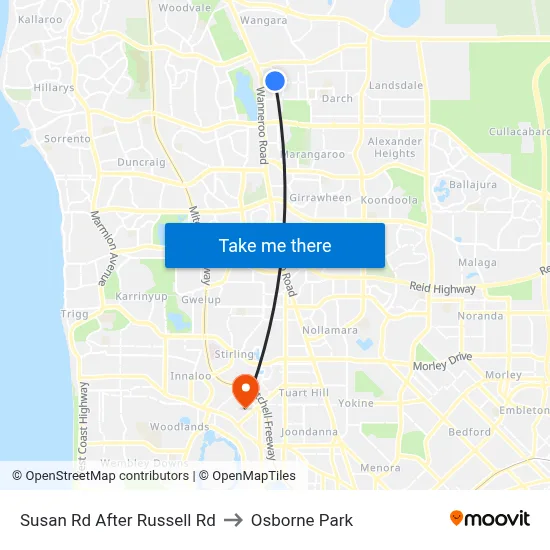 Susan Rd After Russell Rd to Osborne Park map