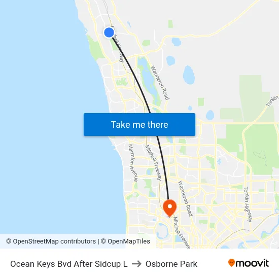 Ocean Keys Bvd After Sidcup L to Osborne Park map