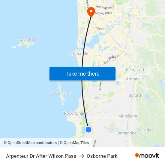 Arpenteur Dr After Wilson Pass to Osborne Park map