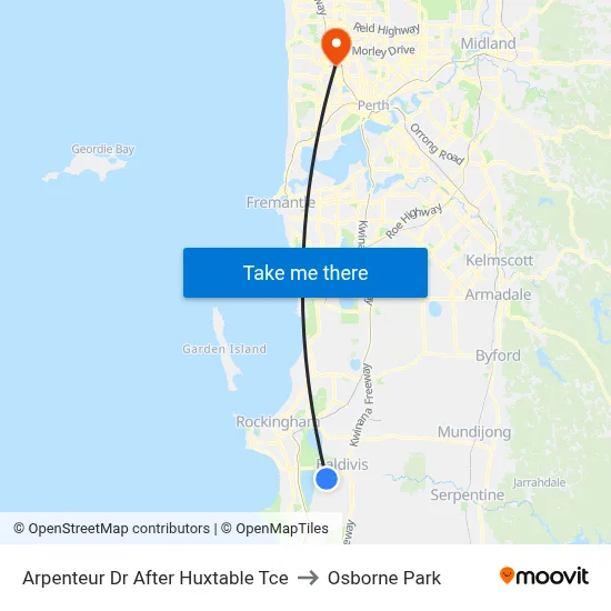 Arpenteur Dr After Huxtable Tce to Osborne Park map