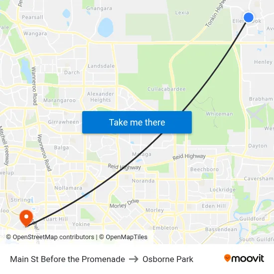 Main St Before the Promenade to Osborne Park map