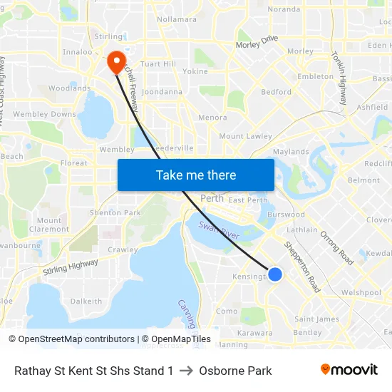 Rathay St Kent St Shs Stand 1 to Osborne Park map