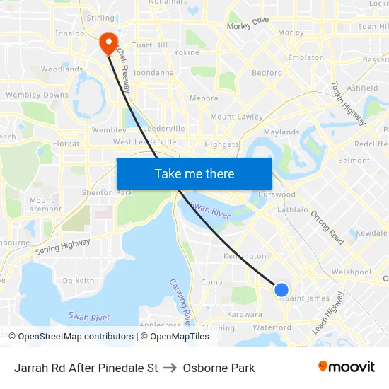 Jarrah Rd After Pinedale St to Osborne Park map