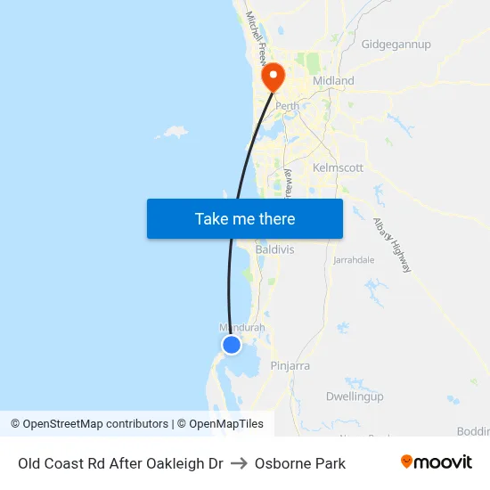 Old Coast Rd After Oakleigh Dr to Osborne Park map
