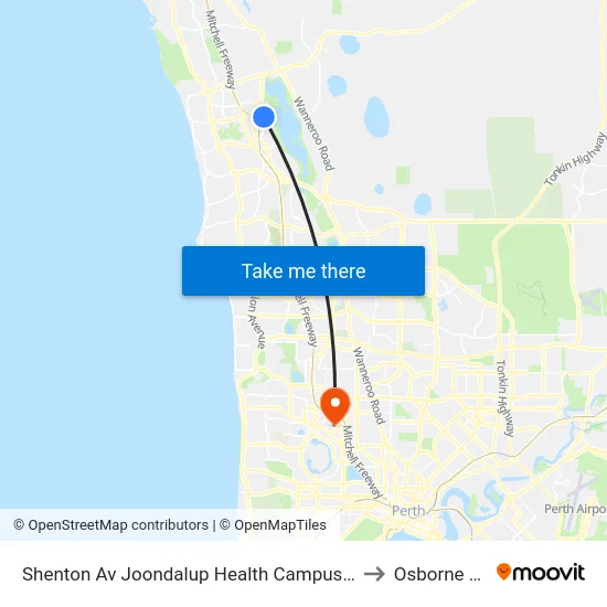 Shenton Av Joondalup Health Campus Cat Id 17 to Osborne Park map