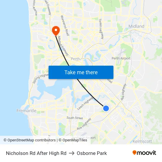 Nicholson Rd After High Rd to Osborne Park map