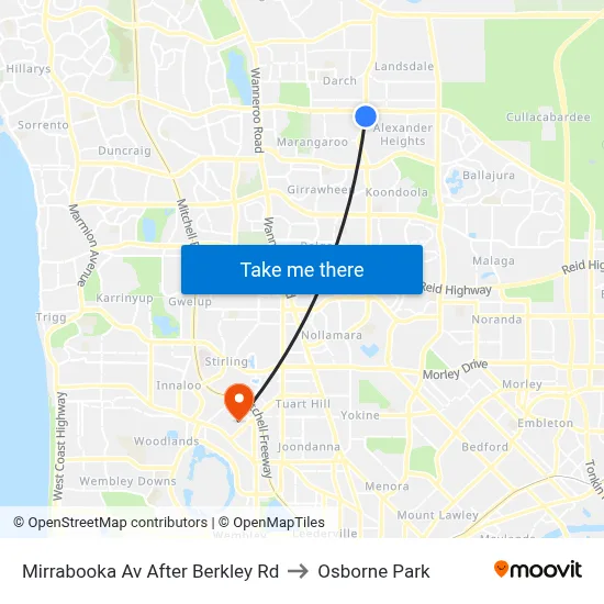 Mirrabooka Av After Berkley Rd to Osborne Park map