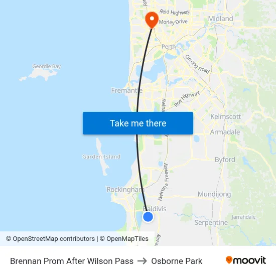 Brennan Prom After Wilson Pass to Osborne Park map