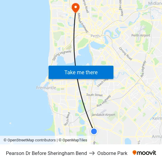 Pearson Dr Before Sheringham Bend to Osborne Park map