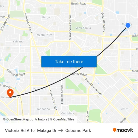 Victoria Rd After Malaga Dr to Osborne Park map