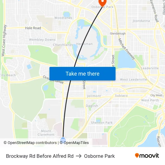 Brockway Rd Before Alfred Rd to Osborne Park map