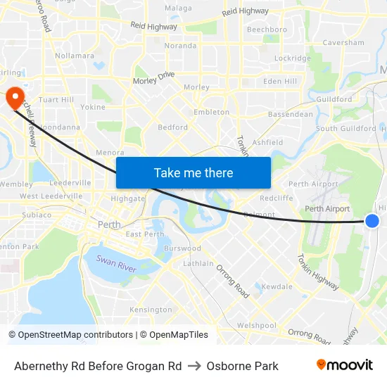 Abernethy Rd Before Grogan Rd to Osborne Park map