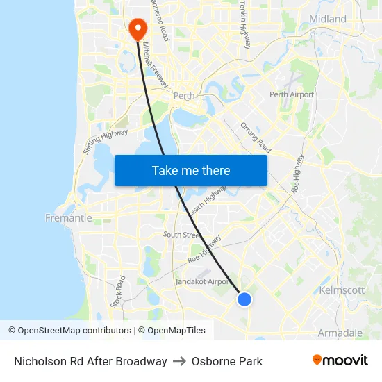 Nicholson Rd After Broadway to Osborne Park map