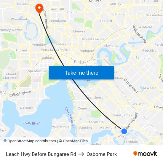 Leach Hwy Before Bungaree Rd to Osborne Park map