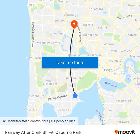Fairway   After Clark St to Osborne Park map