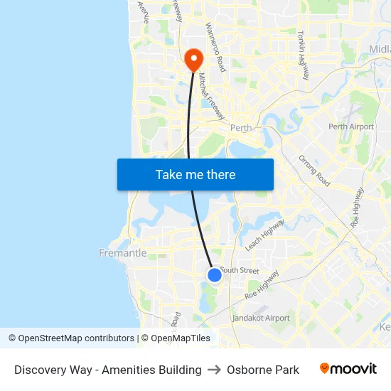 Discovery Way - Amenities Building to Osborne Park map