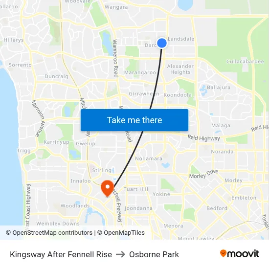 Kingsway   After Fennell Rise to Osborne Park map