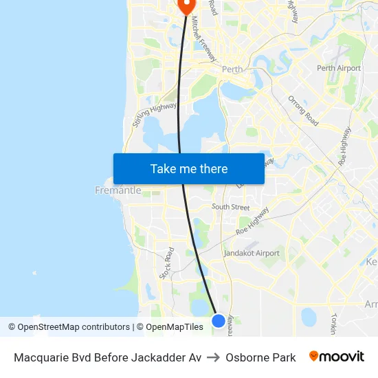 Macquarie Bvd Before Jackadder Av to Osborne Park map