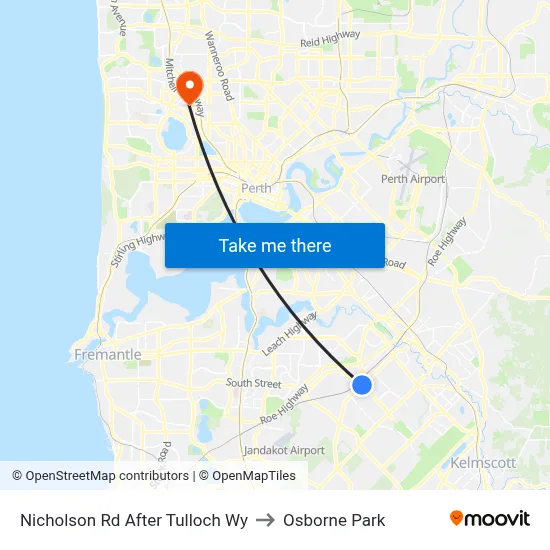 Nicholson Rd After Tulloch Wy to Osborne Park map