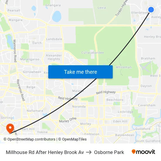 Millhouse Rd After Henley Brook Av to Osborne Park map