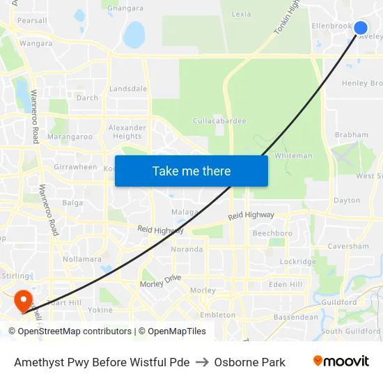 Amethyst Pwy Before Wistful Pde to Osborne Park map