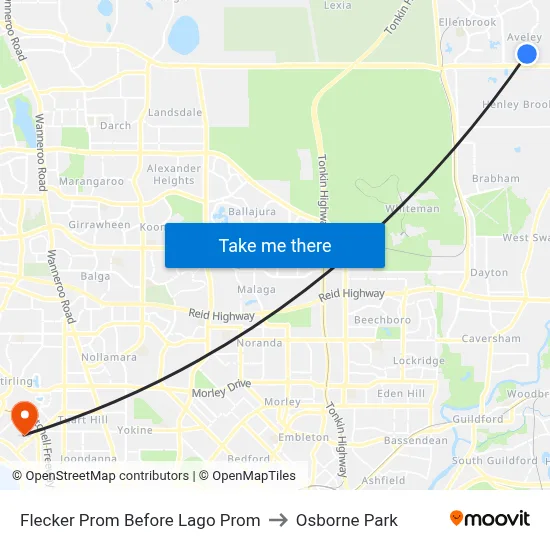 Flecker Prom Before Lago Prom to Osborne Park map